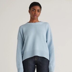 Quince Cotton Boyfriend Crew Sweater - Sky Blue